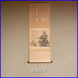 Japanese Painting Hanging Scroll Bamboo and Sparrow Bird Asian Antique prn