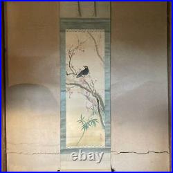 Japanese Painting Hanging Scroll Bird and Plum Flower Asian Antique uwb