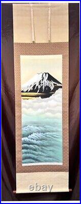 Japanese Painting Hanging Scroll Mt. Fuji above Clouds Asian Antique 7mt