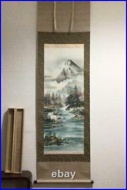 Japanese Painting Hanging Scroll Sheep and Landscape withBox Asian Antique uj
