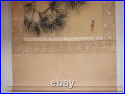 Japanese Painting Hanging Scroll White Hawk on Pine Tree Asian Antique ynb
