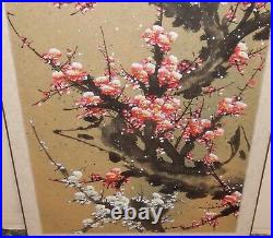 Japanese Red Cherry Blossoms Huge Original Watercolor On Paper Painting