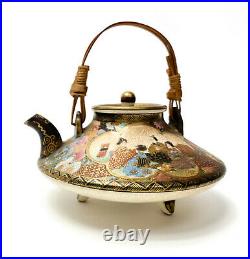 Japanese Satsuma Porcelain Hand Painted Miniature Teapot, Meiji Period