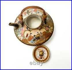 Japanese Satsuma Porcelain Hand Painted Miniature Teapot, Meiji Period