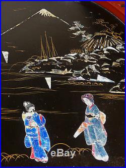 Japanese Shibayama Mother of Pearl & Papier Mache Picture Lacquer & Wood Frames