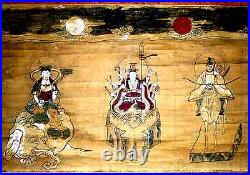 Japanese Shinto Wall Scrollthree Deities/symbols &costumesedo Period 1603-1868