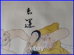 Japanese Shunga Paper One picture on scroll UKIYOE Erotic woodblock print-f0720