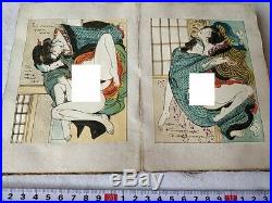 Japanese Shunga Paper picture on Book UKIYOE Erotic woodblock print-b925