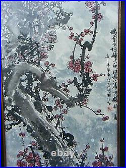 Japanese Watercolour Painting Cherry Blossom Signed