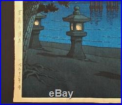 Japanese Woodblock Print NIGHT SCENE AT MIYAJIMA SHRINE by Kawase Hasui