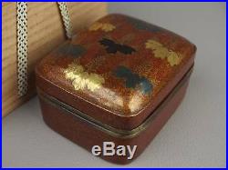 Japanese antique old Makie gold silver Makie picture lidded box From Japan EMS