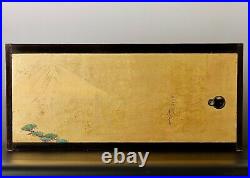 Japanese antique signed small painted paper door set dated 1915 PP 20