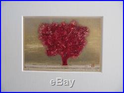 Japanese framed woodblock print HOSHI JOICHI Red Tree unframed