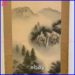 Japanese hanging scroll Shanshui painting A shipman going down the river #6923