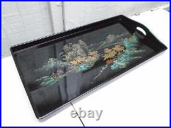 Japanese large laquer tray hand painted