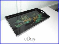 Japanese large laquer tray hand painted