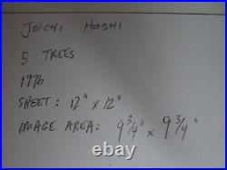 Japanese print HOSHI JOICHI Five Trees unframed 1976 Fuyuki no namiki