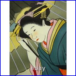 KAKEJIKU Hanging Scroll Beautiful Woman Winter Japanese Painting Silk With Box