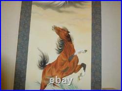 KAKEJIKU Horse Animal Hanging Scroll Japanese painting Box