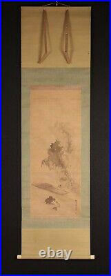 KAKEJIKU JAPANESE HANGING SCROLL Landscape Painting by Eisho Kano #823