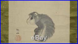 KAKEJIKU JAPANESE HANGING SCROLL Monkey Painting by Sosen Mori #890