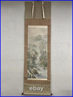 KAKEJIKU Japanese Hanging Scroll Silk Vintage Painting Sansui Scenery by Koho