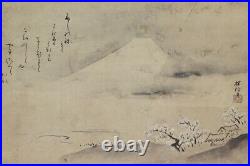 KAKEJIKU Kano Tanshin Original Painting Mt Fuji Hanging Scroll Kakemono Edo