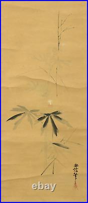 KANO YASUNOBU Japanese antique hanging scroll / Flower plant W247