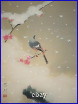 Kakejiku Japanese Hanging Scroll Spring Snow Reimei Shindo Vintage Authentic