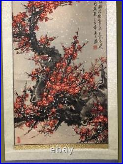 Kakejiku Japanese Hanging axis red plum painting China Hanging Scroll