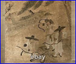 Korean Scroll Painting Jiang Xi Yang Hunters Archers Vintage Japanese Joseon