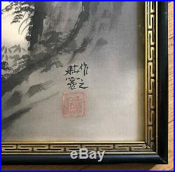 LARGE JAPANESE SATO KOKAN(1902-) ORIGINAL INK BRUSH PAINTING/ SILK. Early 20TH C