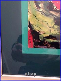 LG Antique Japanese Reverse Oil Painting On Glass-19th C Asian Art