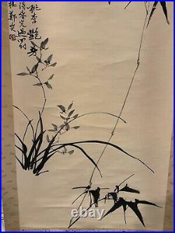 Large 77 Vintage Japanese Wall Hang Scroll Silk Painting Asian Art Signed A695