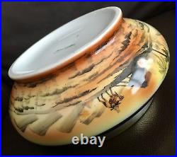 Large Rare Antique Japanese Noritake Hand Painted 8/20cm Porcelain Rose Bowl
