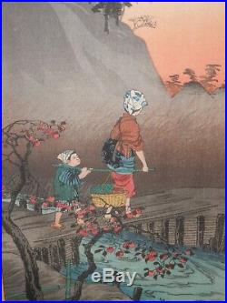 OLD ANTIQUE Listed Artist Fine Art Japanese WOODBLOCK original vintage artwork