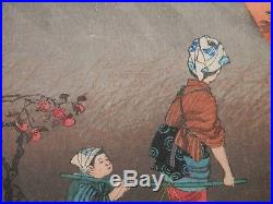 OLD ANTIQUE Listed Artist Fine Art Japanese WOODBLOCK original vintage artwork