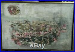 OLD antique Mid Century ABSTRACT Fine Art OIL PAINTING Japanese or Chinese arts