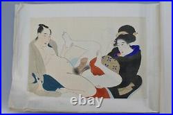 ORIGINAL Japanese Art Shunga 12 Pictures Erotic Hand Paint UKIYOE Silk
