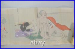ORIGINAL Japanese Art Shunga 12 Pictures Erotic Hand Paint UKIYOE Silk
