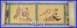 ORIGINAL Japanese Art Shunga 12 Pictures Painting Scroll Erotic Print UKIYOE