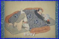 ORIGINAL Japanese Art Shunga 12 Pictures Painting Scroll Erotic Print UKIYOE