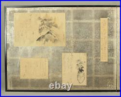 OTAGAKI RENGETSU Antique room divider Byobu 2 panels Folding screen V573