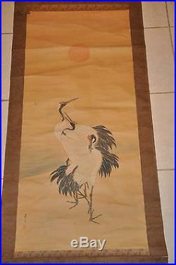 Old Japanese Hand Paint Water Color Scroll Painting