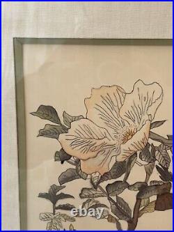Original Painting Oriental Painting On Silk Bird Branch Japanese Artwork Japan