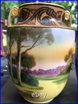 Pair of Hand Painted Nippon Porcelain Vases