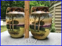 Pair of Hand Painted Nippon Porcelain Vases
