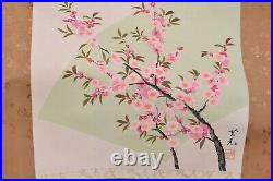 Peach blossom Japanese Hanging Scroll KAKEJIKU Asia Antique Art Vintage Painting