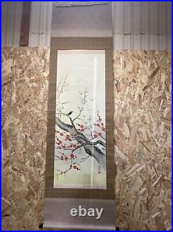 Plum and nightingale Takagi spring stone painting Beautiful hanging scroll