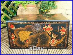 Pretty Japanese Lacquered Hand Painted Chest